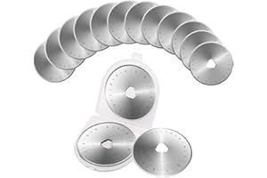 Treki 10 Piezas 45mm Cuchillas de Corte Circular Rotativa Cuchilla para Cúter Redondas Cuchillas de Repuesto Para Fiskars, Olfa, Truecut & Martelli, Cortador Rotativo de Plástico de Telas