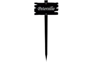 Bütic GmbH Acrylglas Pflanzschilder Holzbrettoptik schwarz - Gartenstecker, Kräuterschilder, Pflanzenstecker - Auswahl + Wunschname, Pflanzenname:Petersilie