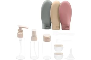 Fezf Reiseflaschen, 11 Stück Reiseflaschen Set,Leak Proof Reiseflaschenset,Reise Flaschen Set Kleines Kosmetik Behälter, mit Transparenter Kulturtasche, für Shampoo, Lotion, Spülung, Duschgel