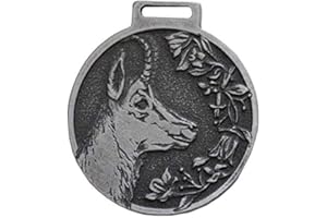 GTK - GEWEIHE & TROPHÄEN KRUMHOLZ GTK Cuernos y trofeos de Madera de Crucero GAMS decoración Medalla de Color Plata Premio de pedaje Gemse