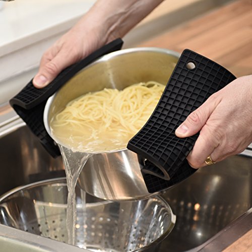 Coastee Premium Topf-Untersetzer / Topflappen / Pfannenschoner aus Silikon – 4 Stück im Set – hitzebeständig, spülmaschinenfest, modernes und schlichtes Design – schwarz - 5