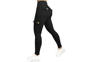 Nuofengkudu Damskie legginsy sportowe do biegania z wysokim stanem z kieszeniami rozciągliwe spodnie do biegania siłownia fitness joga spodnie na co dzień