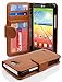 Produktbild Cadorabo Hülle für LG L70 Hülle in Cognac braun Handyhülle mit 3 Kartenfächern Case Cover Schutzhülle Etui Tasche Book Klapp Style Cognac-Braun
