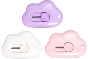 VICZON Cutter standard, Box Cutter, Ouvre-lettre, Mini Couteaux de Poche, Couteau de Papeterie pour le Carton, le Papier, la Boîte, Mini Cutter en forme de nuage avec trou pour porte-clés