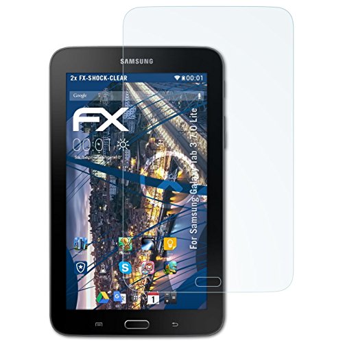 Samsung Galaxy Tab 3 7.0 Lite Folie - 2 x atFoliX FX-Shock-Clear stoßabsorbierende ultraklare Panzerfolie