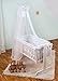 6 Piece Baby Crib Bedding Set 90 x 40 Canopy Fits Rocking / Swinging Cradle - PLAIN WHITE
