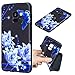 Produktbild Everainy Samsung Galaxy A5/A8 2018 Hülle Silikon Gummi mit Prägen Muster Ultra Slim Cover Hüllen für Galaxy A5 2018 Handy Handyhülle Stoßfest TPU Gel Stoßstange Schwarz Schutzhülle (Blaue Blume 1)