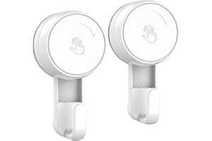 Luxear Suction Hooks Powerful Vacuum, Heavy Duty Shower Hooks Waterproof Suction Cup for Bathroom Kitchen Towel, Robe, Loofah Removable and Reusable Hook for Bags Coat (2 Pack)