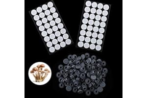 Zonon 64 Pcs Synthetic Filter Paper Stickers 0. 3 Um Filter Disc Mushroom and 100 Pieces Pressure Resistance Vial Rubber Stopper Injection Ports for Mushroom Cultivation(7.6mm Diameter)