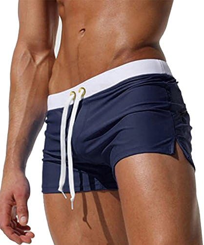 Gfirmament Mens Swim Trunks Pants Swimwear Shorts Slim Wear With Zipper Pocket (XXL, Dark blue)