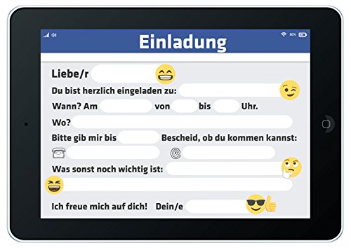 12 Tablet Einladungskarten zum Kindergeburtstag // Geburtstagseinladungen Einladungen Geburtstag Kinder Jungen Mädchen Einladungstext Handy Emojis Smileys 1. Vorlagen Karten Set - 2