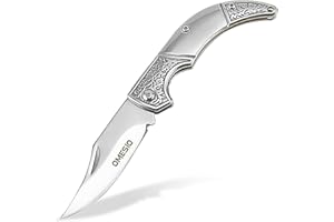 Omesio coltello pieghevole mini 8,5 cm piccolo coltello da tasca a due mani portachiavi coltello a due mani outdoor affilato (argento) ideale per il campeggio e la caccia