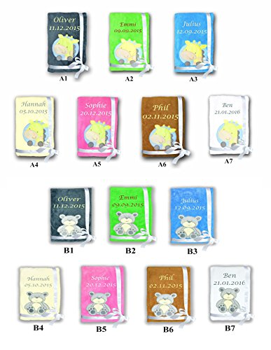 Amilian® Kuschlige Babydecke SUPER FLAUSCHIG mit Namen und Datum bestickt Kinderdecke - 3