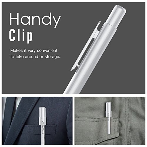 MoKo Schutzhülle für Apple Pencil – Multifunktion Retractable Ausziehbar Hülle Case für iPad Pro 9.7″ 12.9″ Apple Pencil mit eingebaute Clip, Teleskop – kopf Schutz, und Sicherheits-hut, Silber - 5