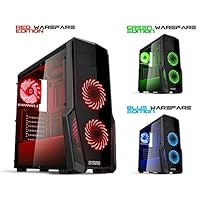 EMPIRE Gaming PC-Gehäuse Gaming Warfare schwarz LED rot USB 3.0 – 3 Lüfter 120 mm LED