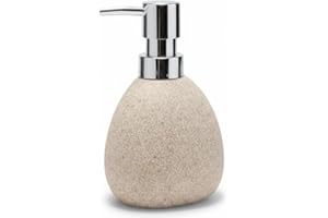 iubihome - Dispensador Jabon Baño Color Arena 250ml, Dosificador Jabon Baño para Líquido o Gel en Forma de Piedra