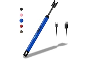 Rouclo Encendedor Electrico, Encendedor Cocina Arco Electrico con Indicador de Batería, Encendedor Velas Mechero Electrico USB Recargable para Cocina de Gas,Chimenea, Barbacoa (Azul)