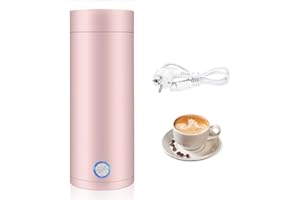 Aoreun Bollitore Elettrico Portatile, 400ml Bollitore da viaggio, 3 in 1 Mini Thermos con Funzione Chiusura Automatica, 5 Minuti di Ebollizione Rapida,Mini Bollitore da Viaggio per Tè Latte Caffè-Rosa