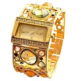 SW Watches ASJ Damen Armbanduhren Luxus Gold Mode Lässig Uhr Frauen Diamant Kleid Quarz-Armbanduhr(SCHWARZ, Gold, Silber),Gold