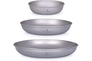 Boundless Voyage Assiette Plate en Titane ultraléger avec Sac de Transport Kit de Vaisselle et ustensiles en Titane pour Sac à Dos de Camping