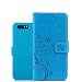 Produktbild Huawei P10 (Nicht Lite)Hülle, Huawei P10 Schutzhülle, Alfort Carving Lederhülle Fashion Design Premium PU Leder Hohe Qualität Tasche Case Cover Kasten Abdeckung Wallet für Huawei P10 5.1"(Nicht Lite) Smartphone Funktion Standfunktion Unterstützte Telefone und Magnetverschluss mit Schmetterling ( Blau )