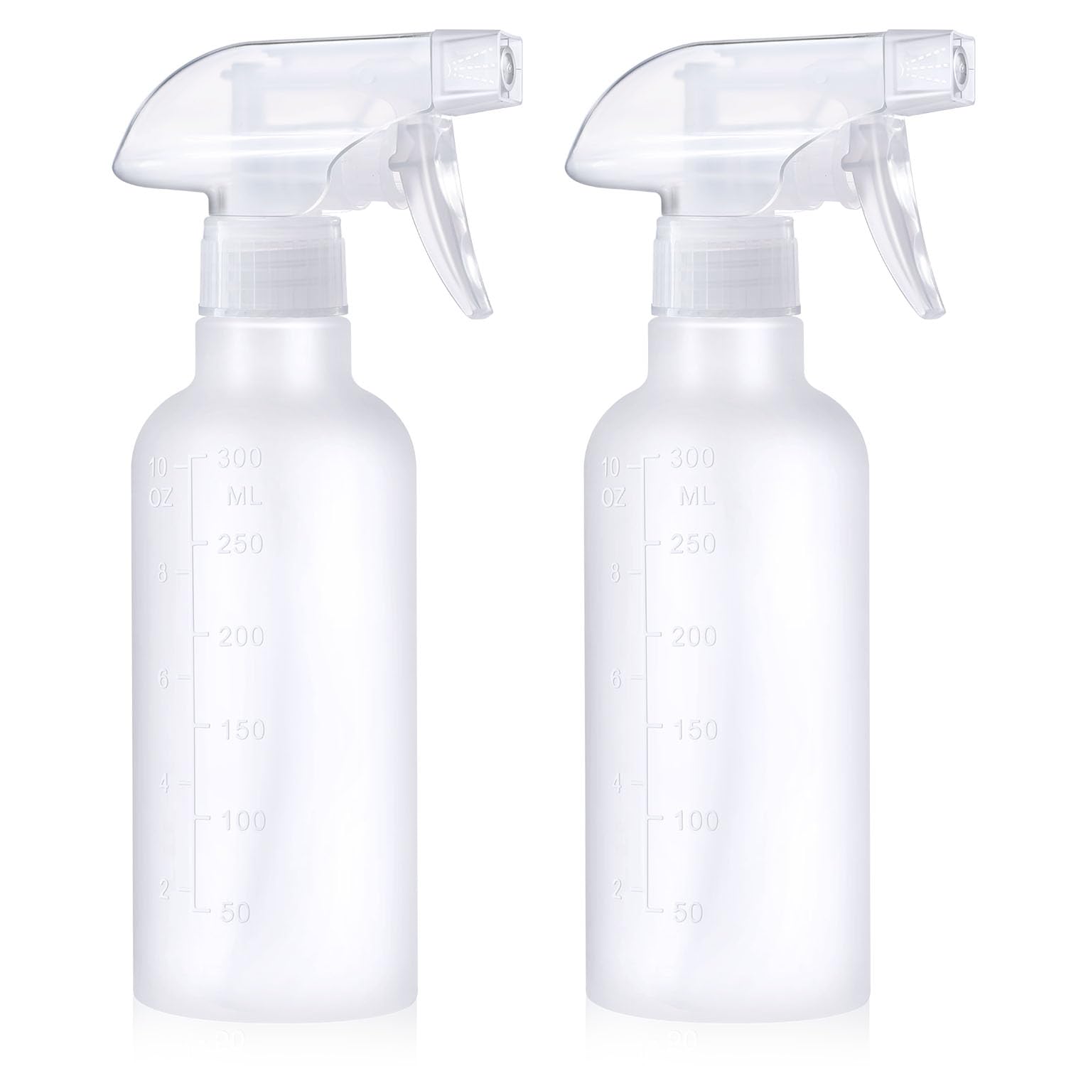VEXPLO Spruzzino Nebulizzatore, Spruzzino Acqua per Capelli Ricci la Piante Pulizia Animali, Regolabile Mist/Stream, Bottiglie Spray Vuote Piccola in Plastica Senza BPA da 300ml, Confezione da 2 - 1