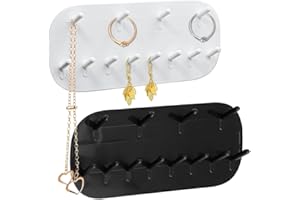 VURYAPI 2 Pezzi Porta Gioielli Parete Collane Grucce, Ganci da Parete Riutilizzabili per la Conservazione dei Gioielli, Adatti per Orecchini, Collane e Anelli(Nero, Bianco