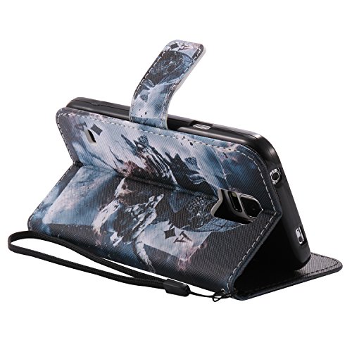 Feeltech Samsung Galaxy S5 Hülle PU-Leder und Brieftasche Bunte Muster Fall mit Magnetverschluss, Hybrid-Kickstand mit Stand-Funktion, schlagen Sie schützende weiche TPU Stoßstangenabdeckung und Kreditkartenhalter für Samsung Galaxy S5 Handgelenk Bügel-Buch-Art-Geldbeutel-Tasche mit 2 In 1 Berühren Sie Stift – Schürhaken - 4