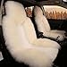 Produktbild W QLL Wolle Auto Sitz Bezug Luxus Innen Dick Universal KFZ-Kissen Winter Pure Soft Kissen Winter New Plüsch Auto-Sitzbezug für Automarke Dekoration im Winter warm, Weiß