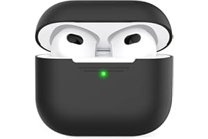 AHASTYLE Case per Airpods 3 Case Cover, Custodia Protettiva in Silicone [LED Anteriore Visibile][Supporto Ricarica Wireless] Compatìbile con Apple Airpods 3 2021 (Senza Moschettone, Nero)