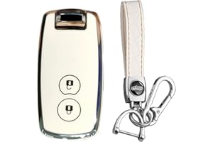KUNIO Etui na kluczyki pasuje do Suzuki SX4 S-Corss XL-7 Swift Grand Vitara, etui ochronne na kluczyki samochodowe, TPU, etui ochronne, etui na klucze, 2 przyciski, A, białe