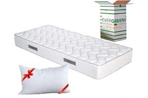 EVERGREENWEB MATERASSI & BEDS EVERGREENWEB - Materasso Singolo 80x190 in Waterfoam Alto 20 cm con Cuscino Memory Foam, Ortopedico, Rivestimento Bianco Effetto Massaggiante, Tessuto Antiacaro per Tutti Reti o Letti Singoli Fashion