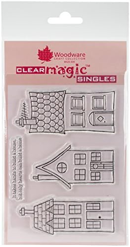 Woodware Jane Gill Clear Magic Stamp-Three Houses, Acrylic, A6