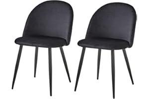 JZGORC Pack de 2 Silla de Comedor, Silla de Comedor de Terciopelo Suave, Silla de Cocina con Patas de Metal, Silla de Comedor Moderna con Almohadilla Protectora Ajustable - Negro