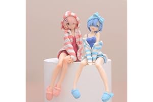 JIUMAOCLEU Rem e Ram Figura Statua Figura Modello Remu e Ramu Posizione Seduta Scultura Decorazione Desktop Regalo di Natale di Compleanno per Ragazzi Ragazze