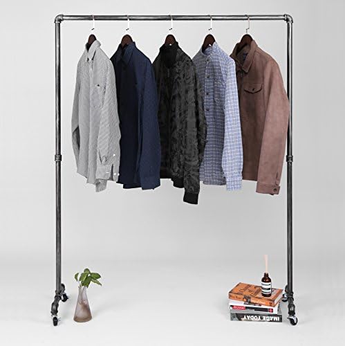 Pipe Clothing Rack Garment Rack Pipeline Vintage Rolling Rack with wheels