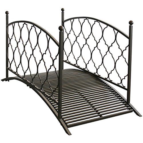 Gartenbrücke Teichbrücke Metallbrücke Gartenteichbrücke, B180xT80xH91cm, Metall, Antik-Optik, Brücke mit Geländer - 3