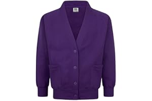 EFTINAN Girls Cardigan Sweatshirt 2 Front Pockets Raglan Sleeves Ribbing On Cuffs Welt & Neck Casual Or School Wear UK