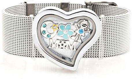 Mum I Love You To The Moon and Back Heart Memory Locket Floating Charm Bracelet