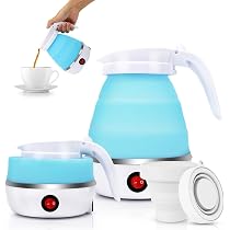 Tragbarer Faltbarer Elektrowasserkocher, 0,6L – Aus Silikon Für Reise, Camping, Outdoor (Blau)