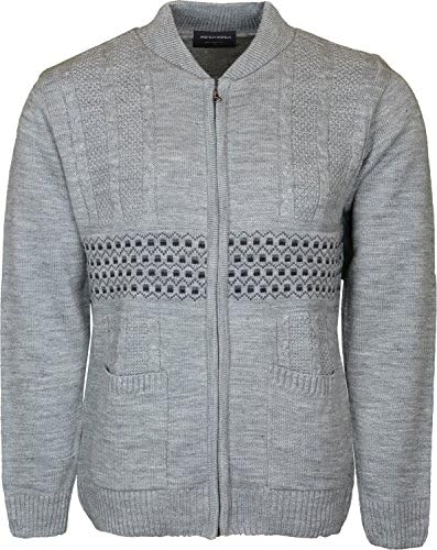 Men's Cardigan Classic Style Zipper Jumper With Front Pattern and Pockets and Full Zip