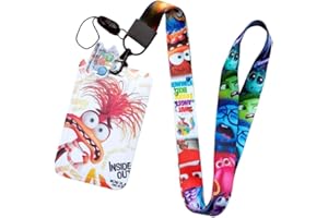 Xingbiyou Porta Badge con Cordino Inside Out, Laccetto con Titolare della Carta, Cartoni Animati Cordino Lanyard, Porta Badge Da Collo, per Carte di identità, Chiavi, Studente (B)