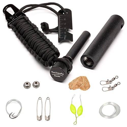 The Friendly Swede Iniciador de Fuego XL Ideal para Principiantes + Llavero en Paracord con Kit de Supervivencia Multifunción al Interior - GARANTIA DE POR VIDA