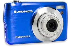 AGFAPHOTO AGFA Photo Realishot DC8200 - Cámara Digital Compacta, 18MP, Video Full HD, Pantalla LCD 2.7'', Zoom Óptico 8X, Batería de Litio y Tarjeta SD de 16GB - Azul