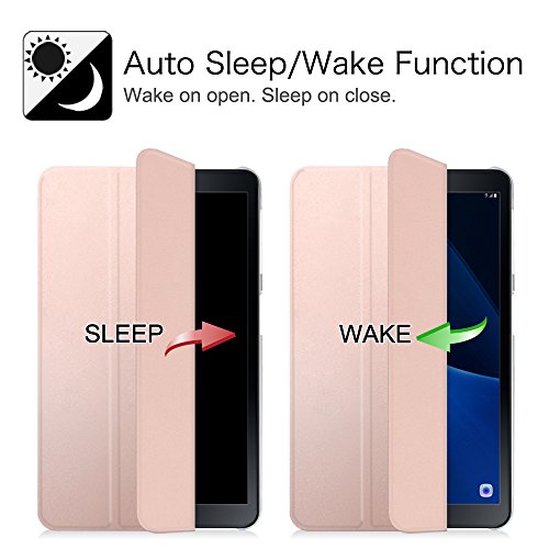 Fintie Samsung Galaxy Tab A 10.1 Hülle – Ultra Slim Superleicht Schutzhülle mit Lichtdurchlässig Rückseite Abdeckung Smart Cover Case Schutzhülle mit Auto Schlaf / Wach und Standfunktion für Samsung Galaxy Tab A 10,1 Zoll T580N / T585N Tablet (2016 Version), Roségold - 5