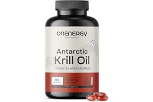 ‎ONENERGY OnEnergy Krillöl 1200 mg – Omega-3, Cholin und Astaxanthin – 180 Kapseln – Öl aus antarktischem Krill – Unterstützung für Herz und Leber – Hilfe beim Fettstoffwechsel – Frei von Gluten und Laktose