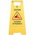 TARGET HYGIENE Caution Sign Board Plastic Caution Cleaning in Progress Standing Board (Yellow)
