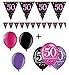 Produktbild Feste Feiern Geburtstagsdeko Zum 50 | 7 Teile Luftballon Wimpelkette Banner Pink Schwarz Violett Party Deko Set Alles Gute