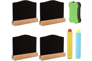 Getyjoe 4 Piezas Minipizarras de Madera con Caballete de Apoyo Pizarras Negras de Madera Pequeñas para Bodas Cumpleaños y Otras Decoraciones para Fiestas Tableros de Mensajes