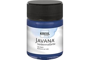 Kreul 8196 - Javana Peinture sur soie en pot de 50 ml, bleu nuit, couleur brillante et hautement pigmentée à base d'eau, au caractère fluide et liquide, pénètre profondément dans les fibres